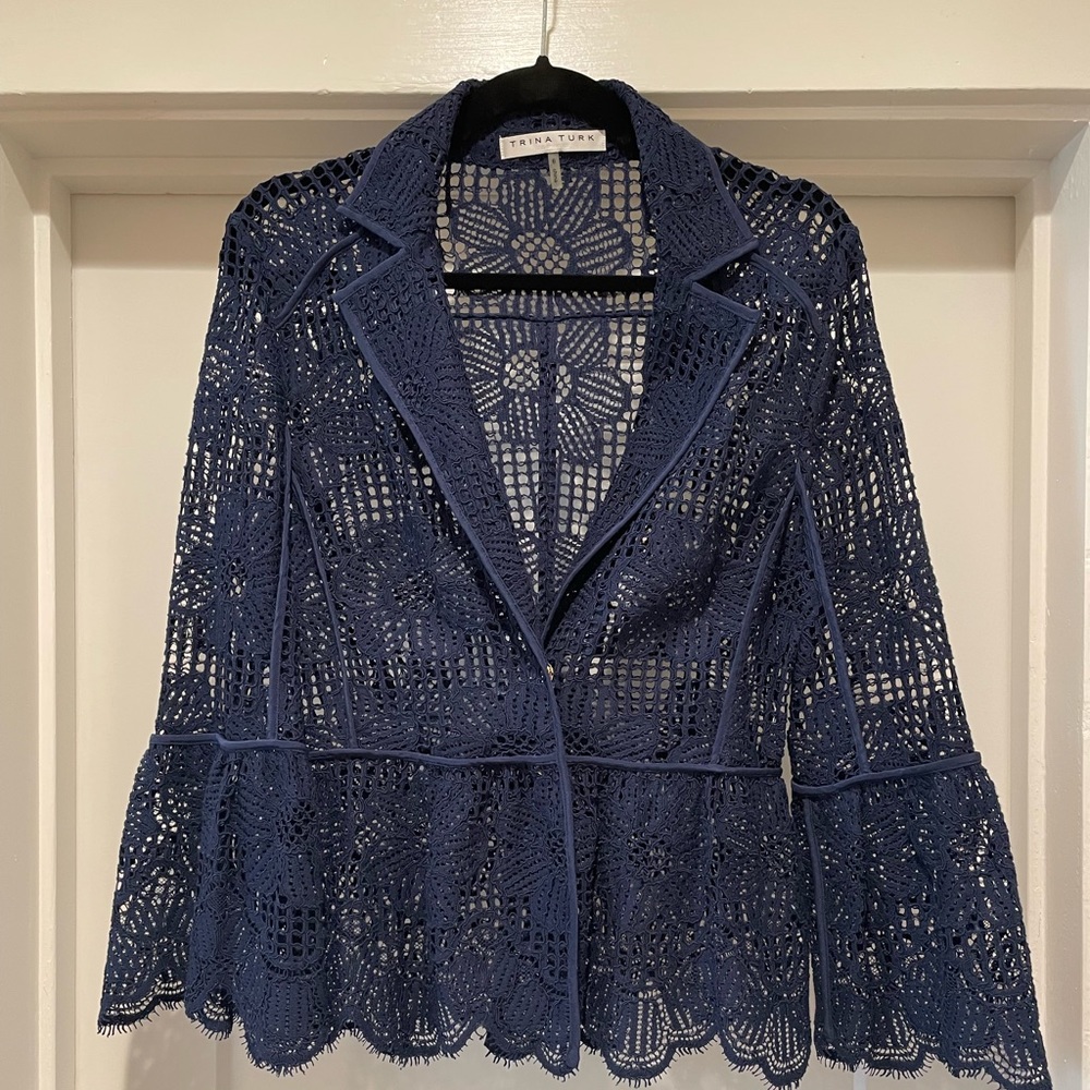 Trina Turk Lace Two Button Blazer